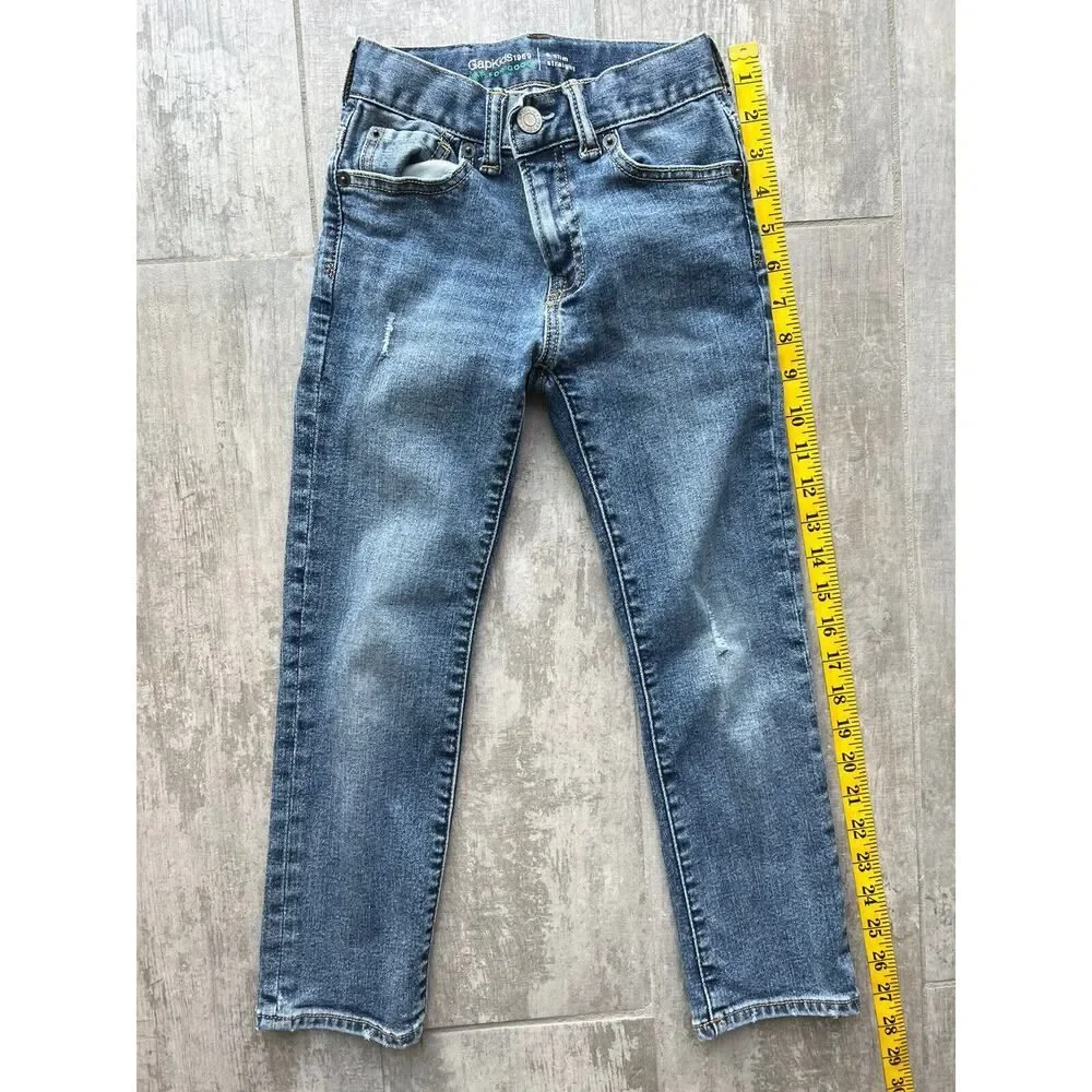 Gap Kids Boy Stretch Denim Jeans Washwell Straight Leg Light Wash 6 Slim School.